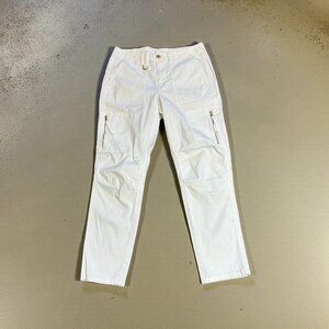 White House Black Market White Slim Crop Cargo Pants Size 4